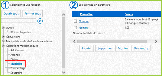 Champ de type numérique - Simulation d'une augmentation salariale de 3 %