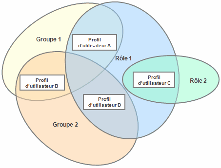 Exemple d'attribution des groupes et rôles aux profils d'utilisateurs